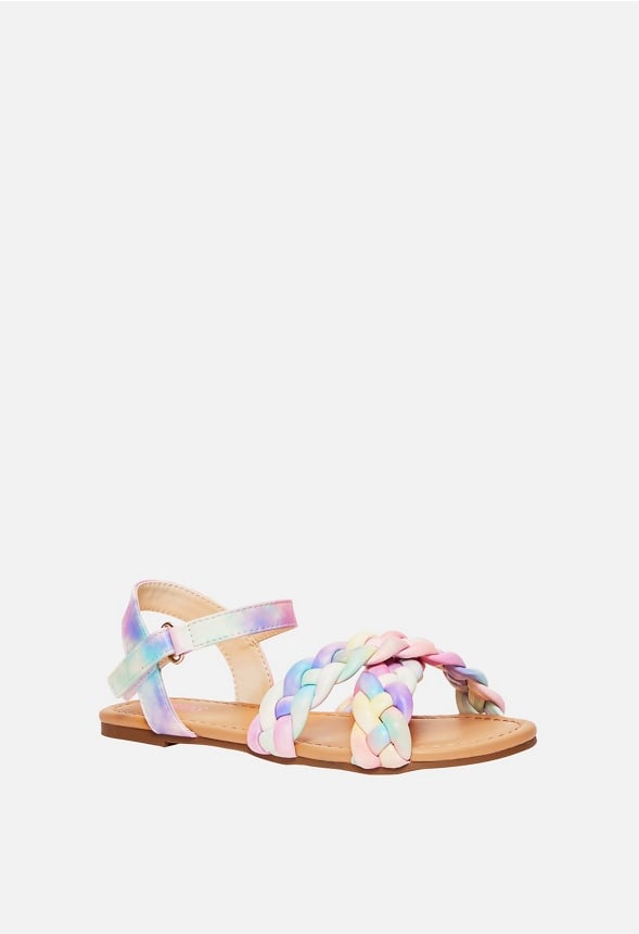 Rainbow Braided Criss Cross Sandal Multi
