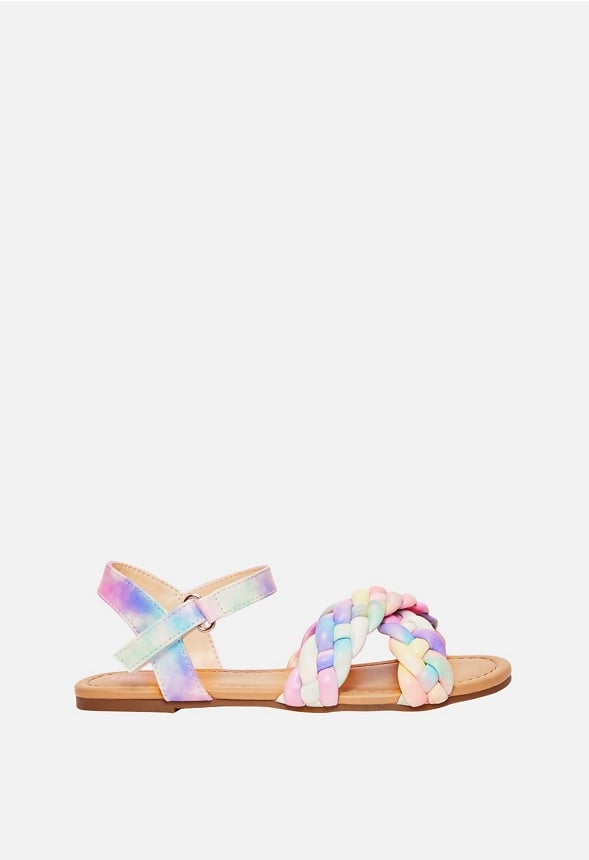 Rainbow Braided Criss Cross Sandal Multi