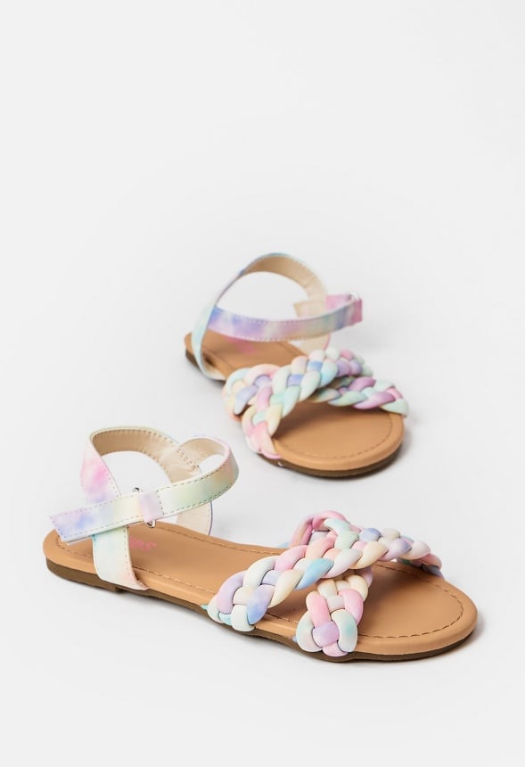 Rainbow Braided Criss Cross Sandal Multi