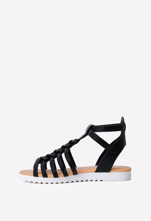 Track Sole Gladiator Sandal Black