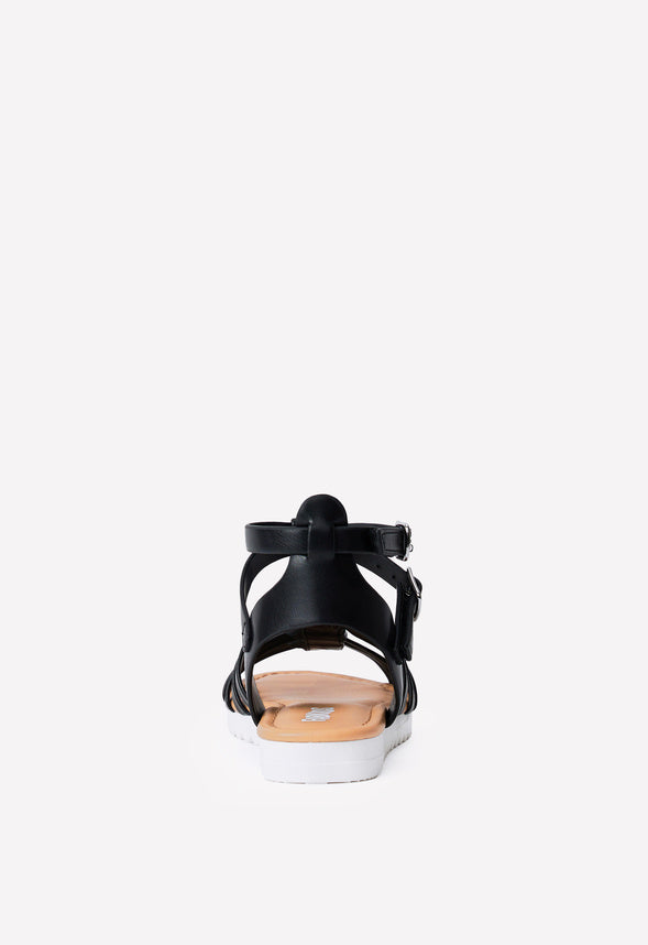 Track Sole Gladiator Sandal Black