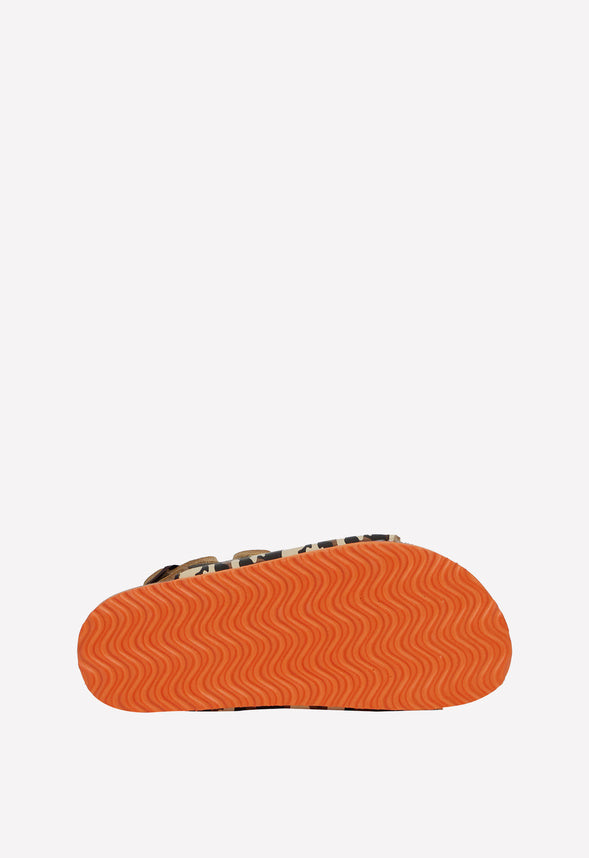 Camo Cork Sole Buckle Sandal Brown