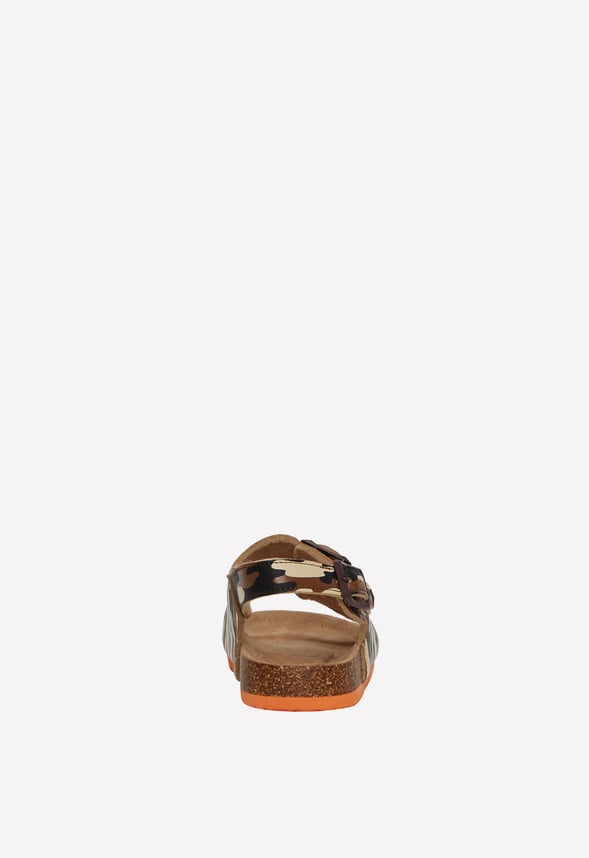 Camo Cork Sole Buckle Sandal Brown