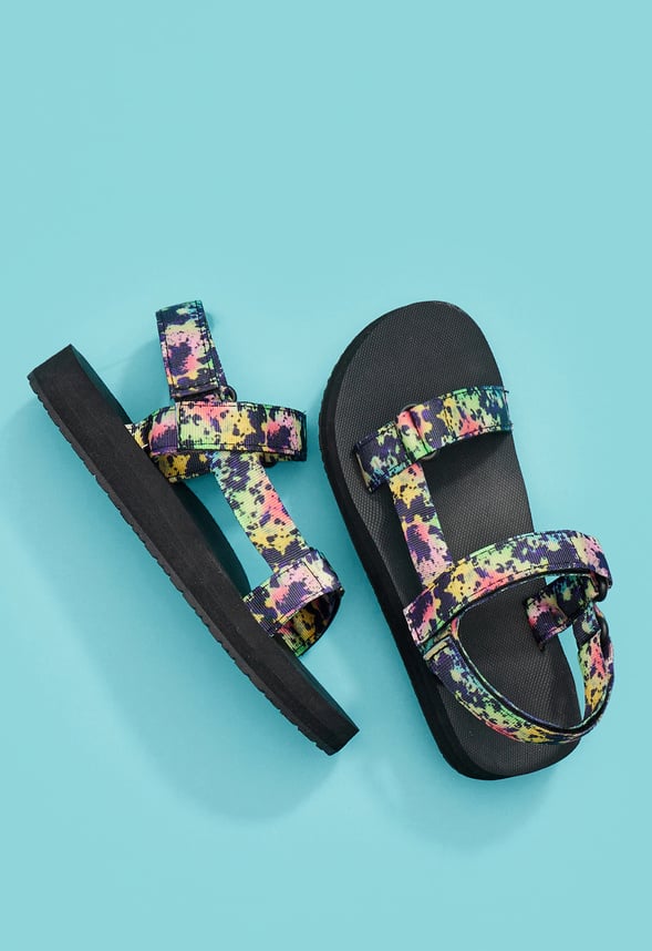 Tie Dye Active Strap Sandal Black