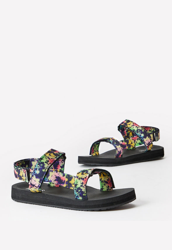 Tie Dye Active Strap Sandal Black