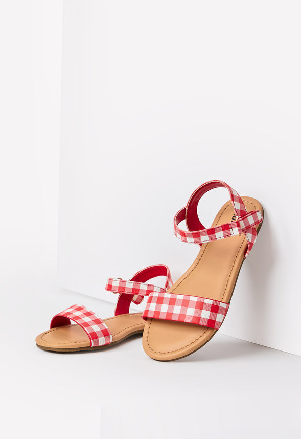 Gingham Sandal Red