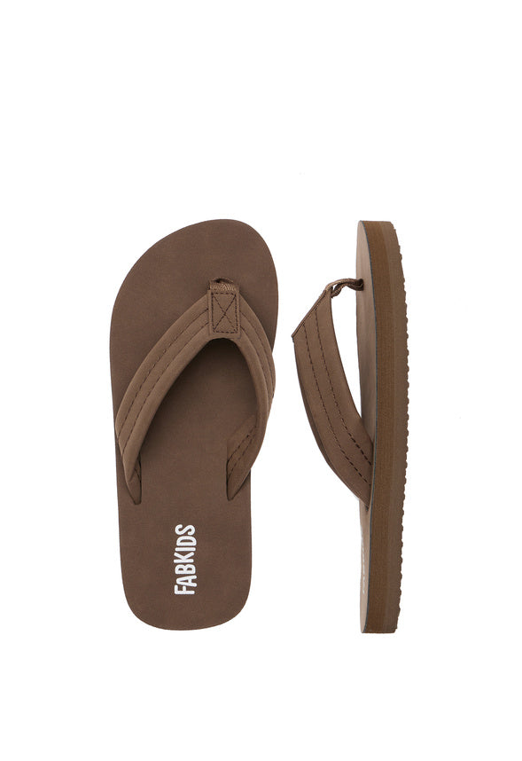 Faux Leather Flip Flop Brown