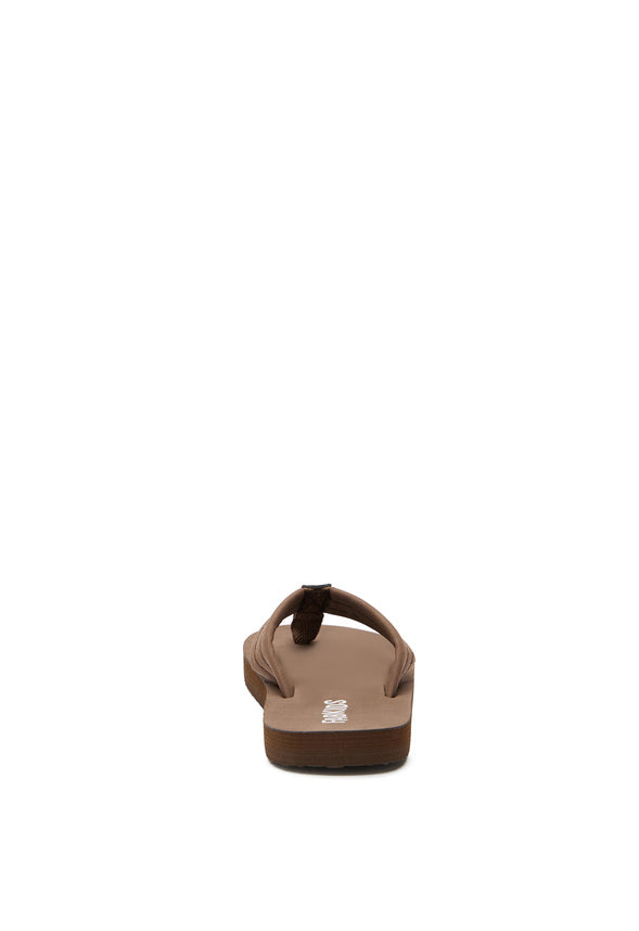 Faux Leather Flip Flop Brown