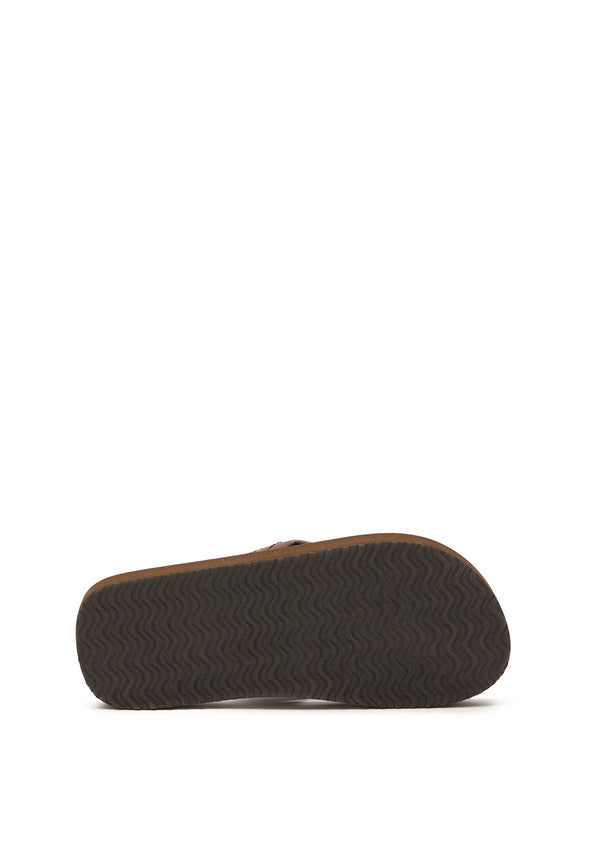 Faux Leather Flip Flop Brown