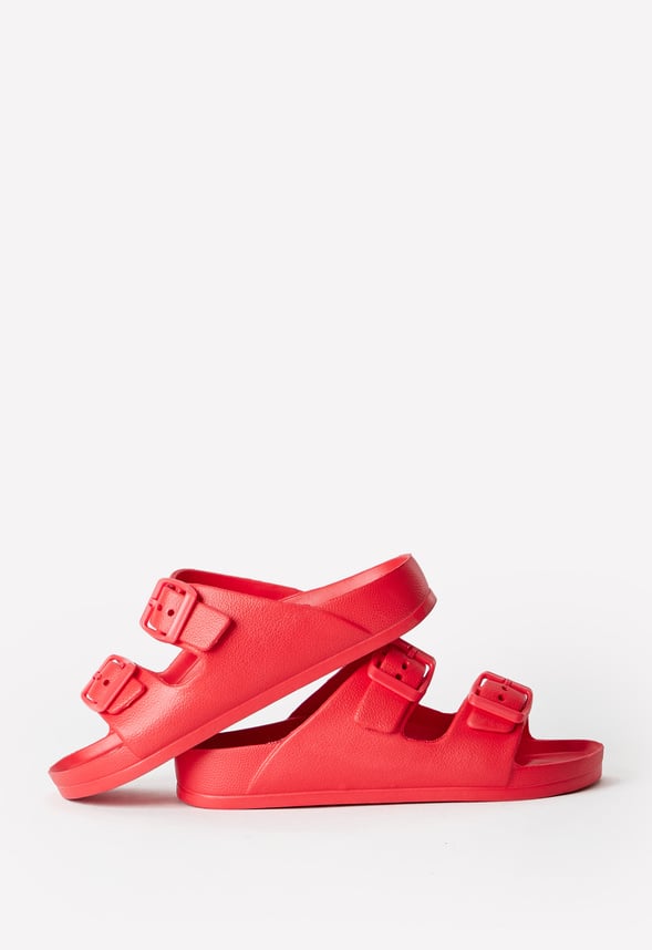 Rubber Buckle Slide Sandal Red