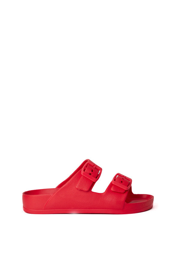 Rubber Buckle Slide Sandal Red