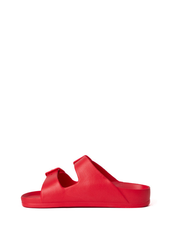 Rubber Buckle Slide Sandal Red