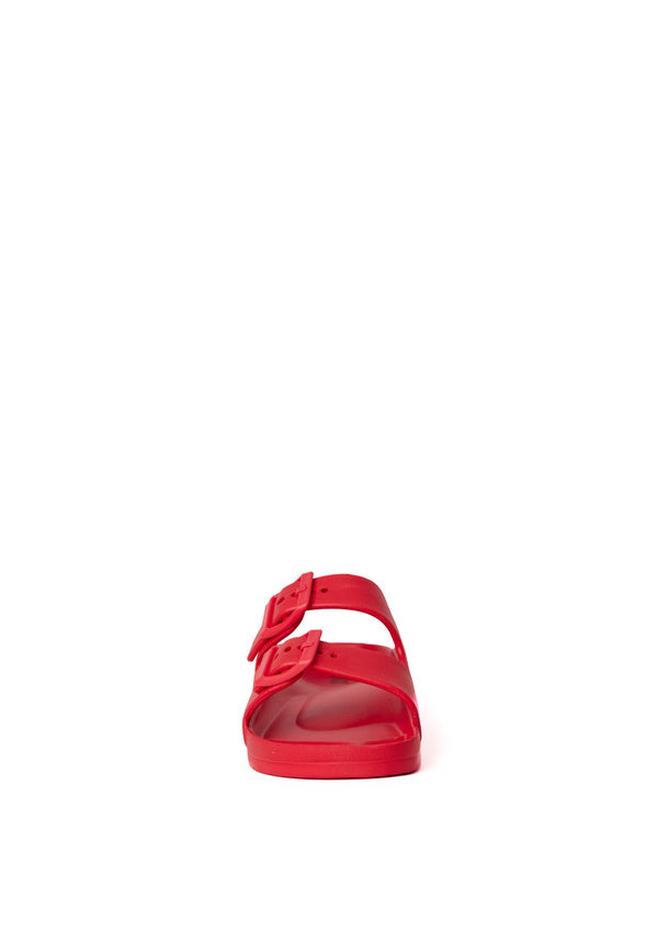 Rubber Buckle Slide Sandal Red