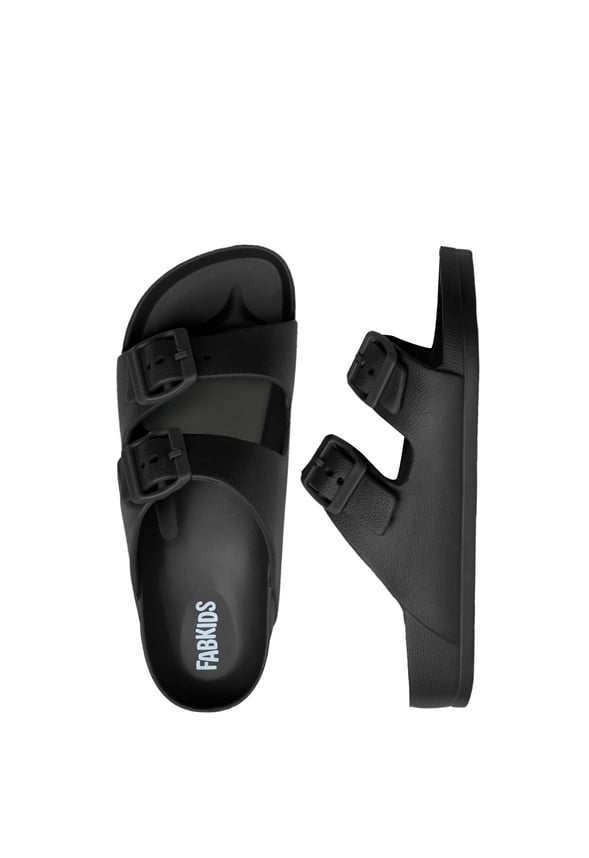 Rubber Buckle Slide Sandal Black