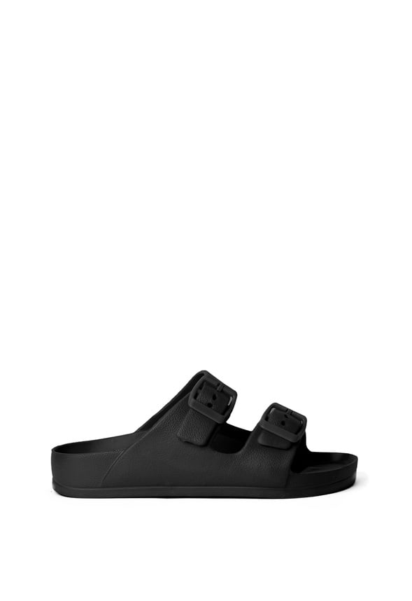Rubber Buckle Slide Sandal Black