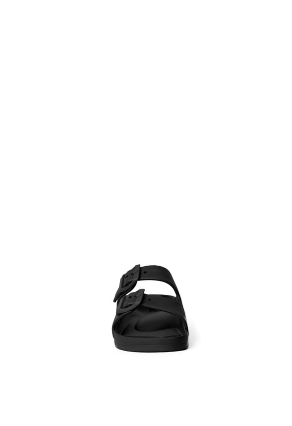 Rubber Buckle Slide Sandal Black
