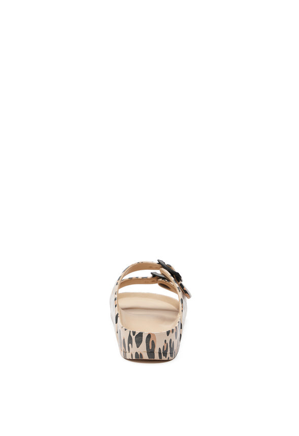 Leopard Rubber Buckle Slide Sandal Leopard