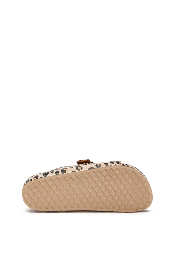 Leopard Rubber Buckle Slide Sandal Leopard