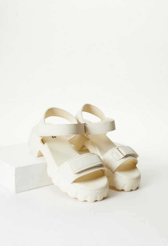 Chunky Heeled Sandal White