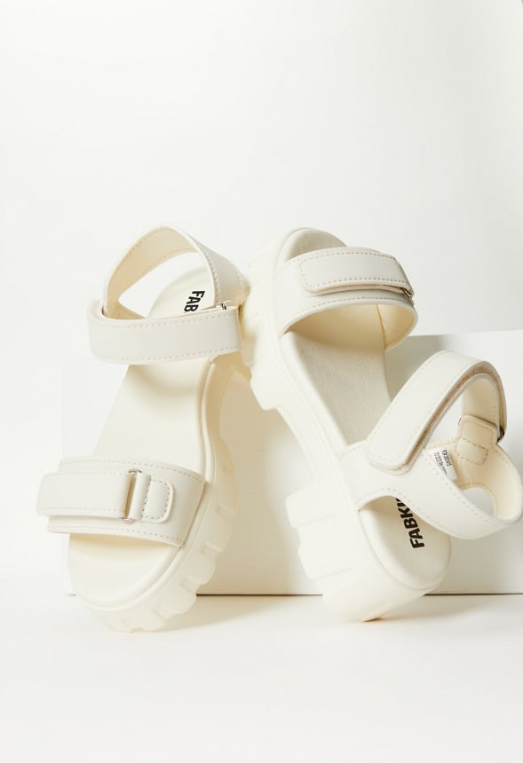Chunky Heeled Sandal White