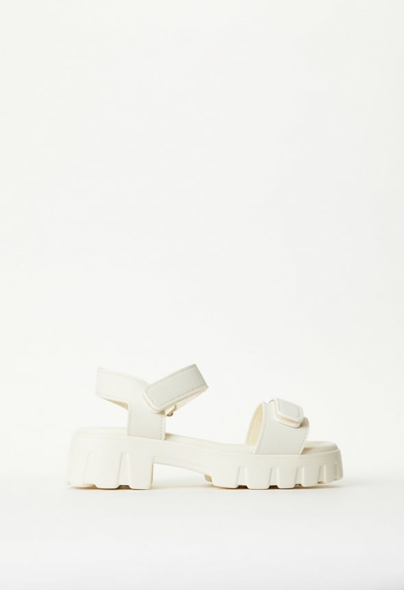 Chunky Heeled Sandal White