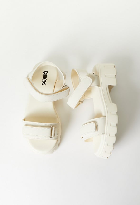 Chunky Heeled Sandal White