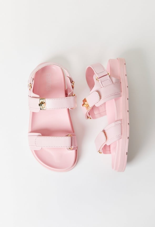 Platform Faux Leather Buckle Sandal Pink