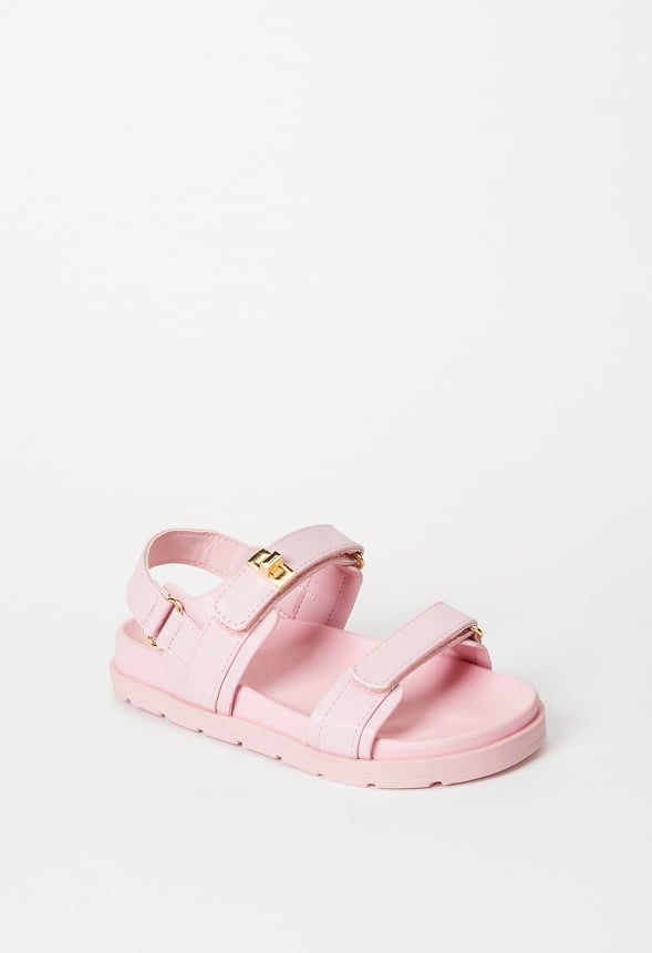 Platform Faux Leather Buckle Sandal Pink
