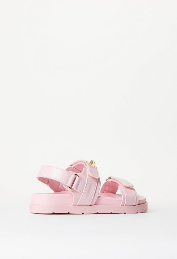 Platform Faux Leather Buckle Sandal Pink