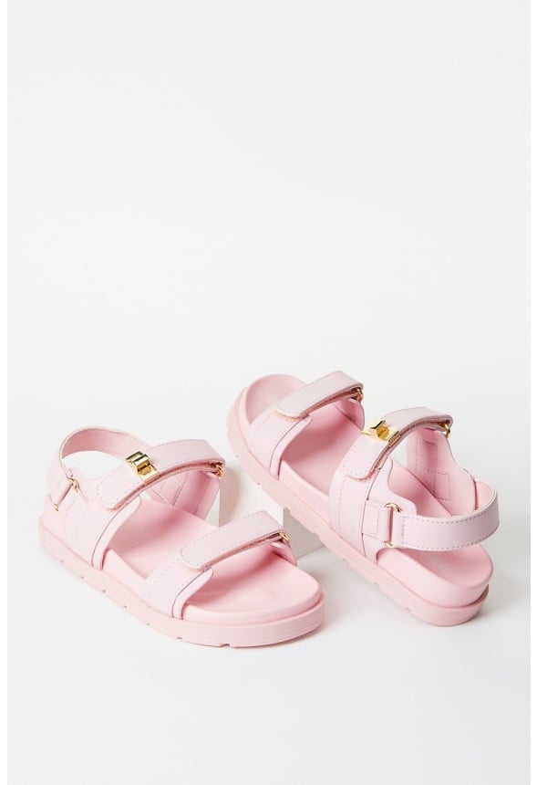 Platform Faux Leather Buckle Sandal Pink