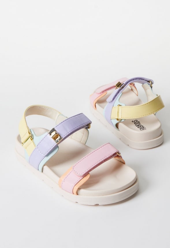 Platform Faux Leather Buckle Sandal Multi