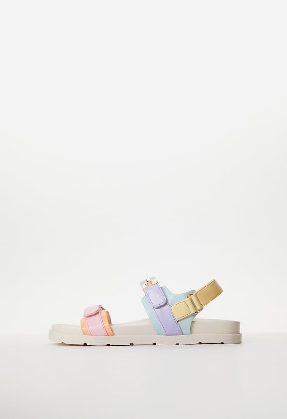 Platform Faux Leather Buckle Sandal Multi