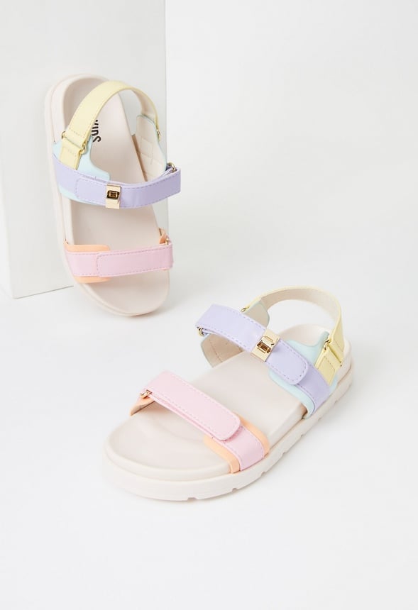 Platform Faux Leather Buckle Sandal Multi