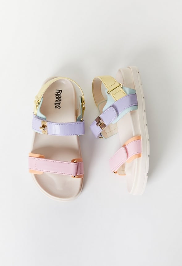 Platform Faux Leather Buckle Sandal Multi