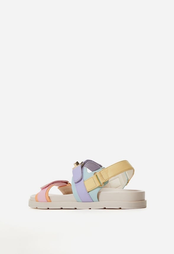 Platform Faux Leather Buckle Sandal Multi