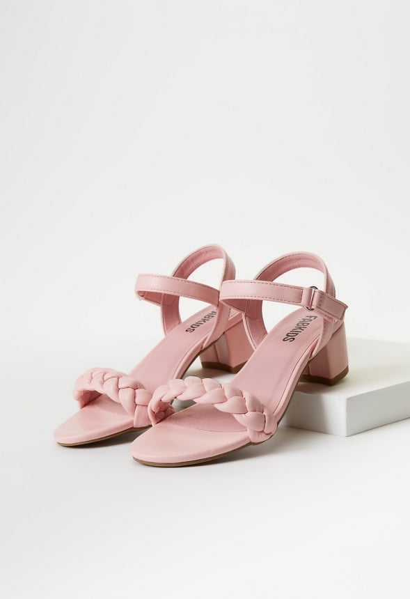 Braided Heeled Sandal Pink
