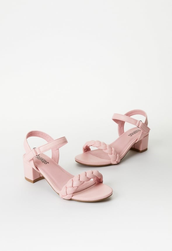 Braided Heeled Sandal Pink