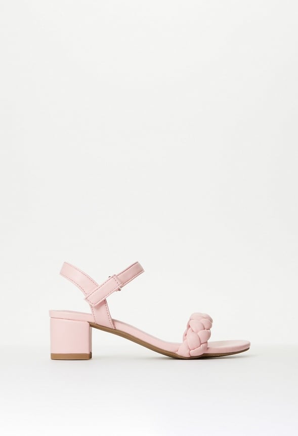 Braided Heeled Sandal Pink