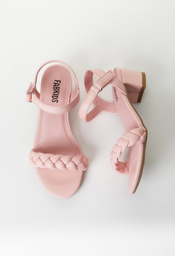 Braided Heeled Sandal Pink