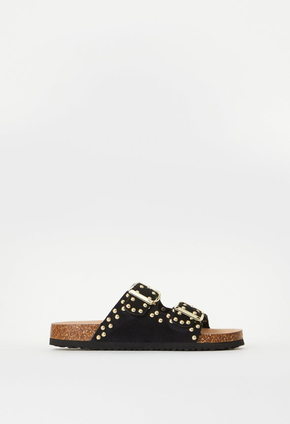 Studded Corksole Sandal Black