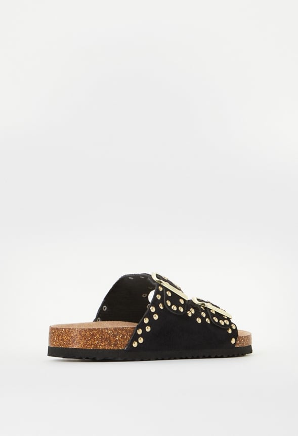 Studded Corksole Sandal Black
