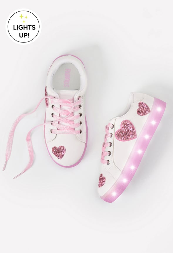 Glitter Hearts Light Up Sneaker White