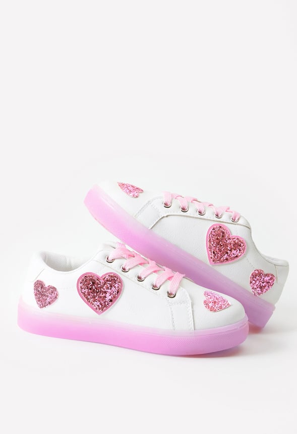Glitter Hearts Light Up Sneaker White