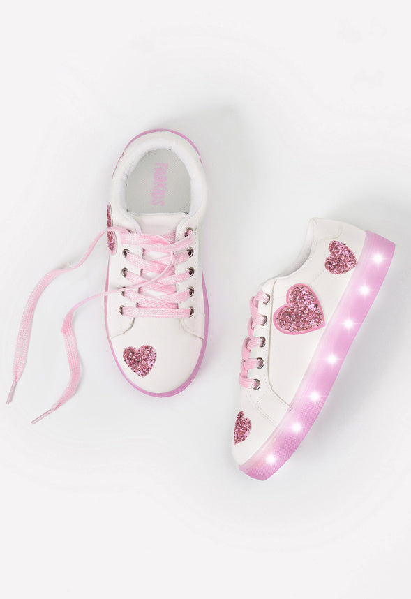 Glitter Hearts Light Up Sneaker White
