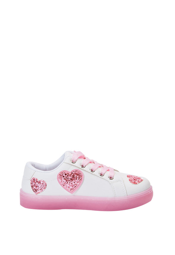 Glitter Hearts Light Up Sneaker White