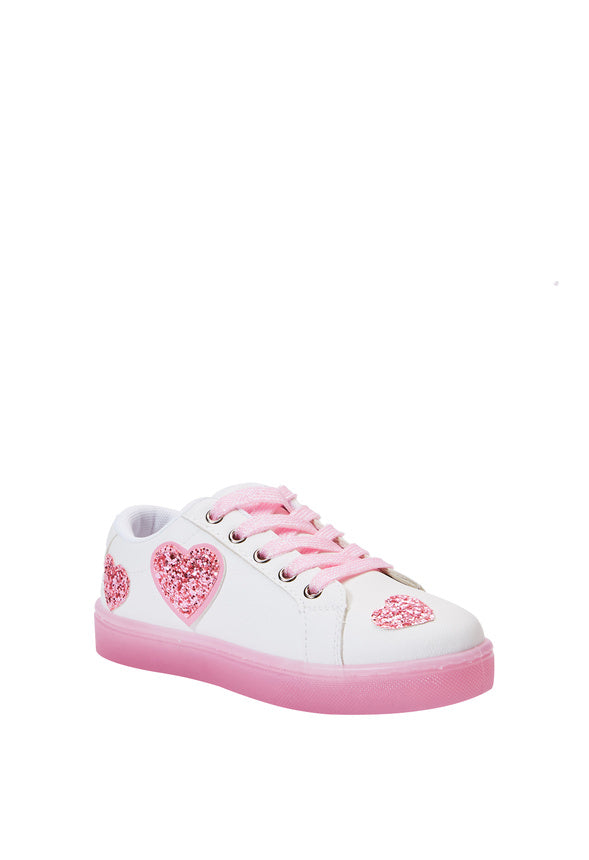 Glitter Hearts Light Up Sneaker White