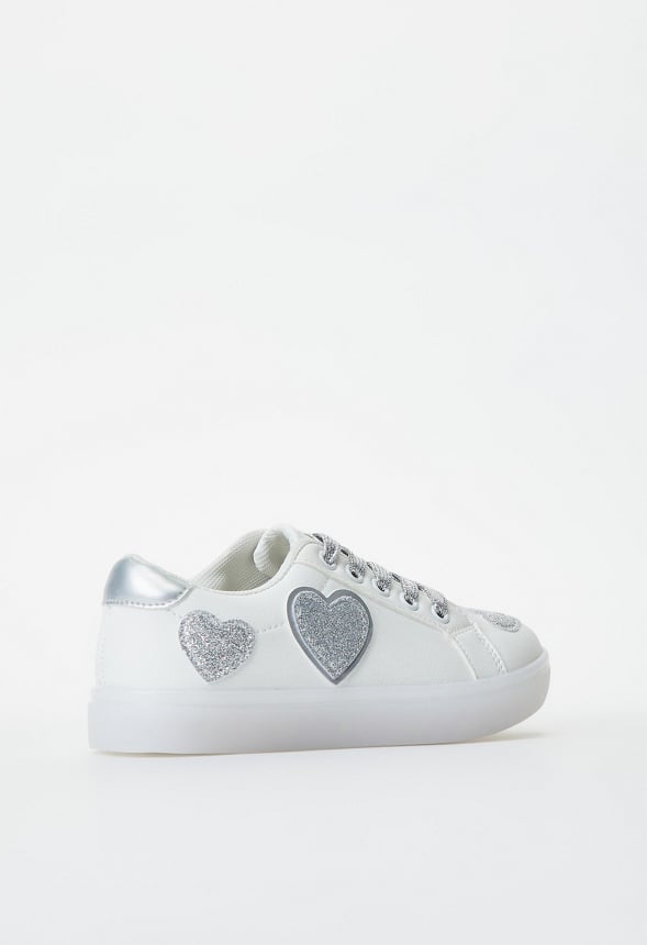 Glitter Hearts Light Up Sneaker White