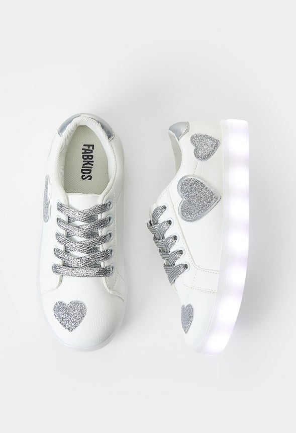 Glitter Hearts Light Up Sneaker White