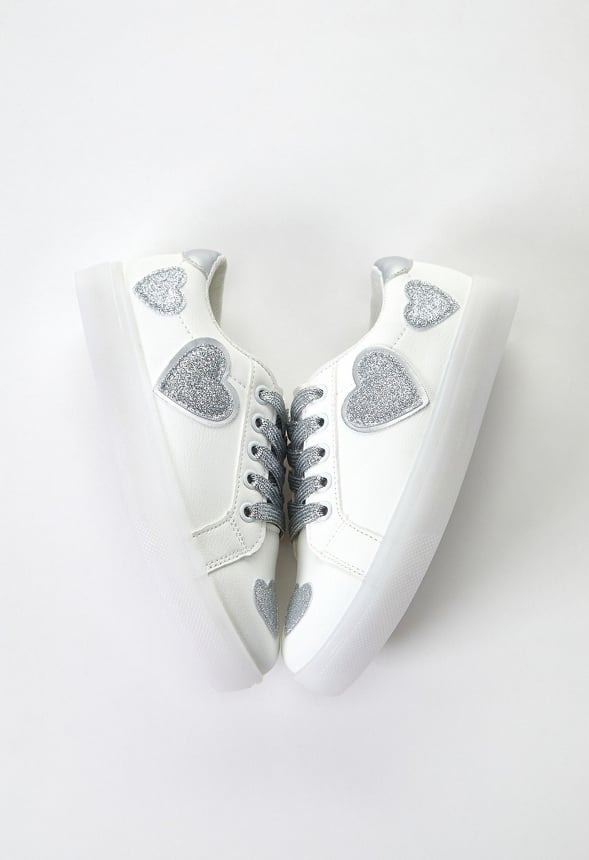 Glitter Hearts Light Up Sneaker White
