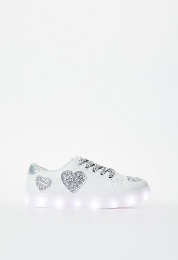 Glitter Hearts Light Up Sneaker White